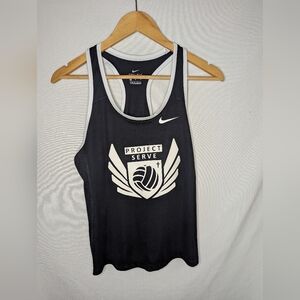 Nike Dri Fit Womens Halter Tank Top Run All Out Black White Sz M